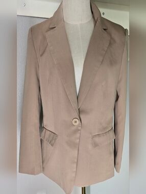 Classic Single-Button Tan Blazer for Women